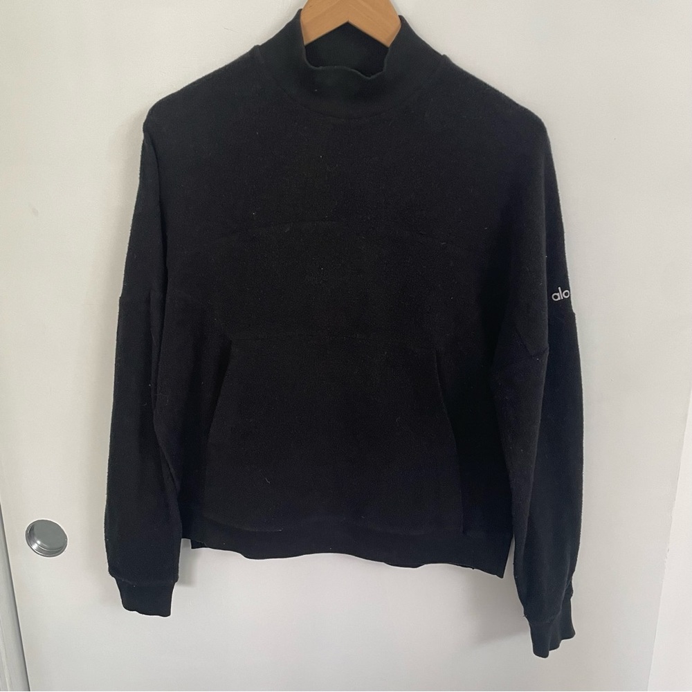 Alo Yoga High Neck Pullover with Side Slit Black Size Small
